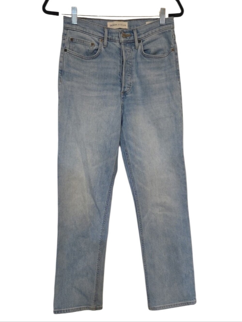 Denim Forum The Arlo High Rise Straight Jeans Light Wash